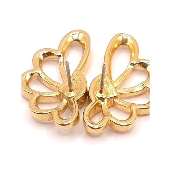 2 Pairs Elegant Gold-Tone & Rhinestone Butterfly & Shamrock Earrings Set - Picture 7 of 13